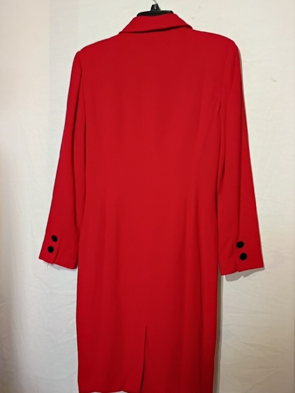 Vintage Red Long Dress Coat, Button-Front, Sz 6 - Picture 8 of 15